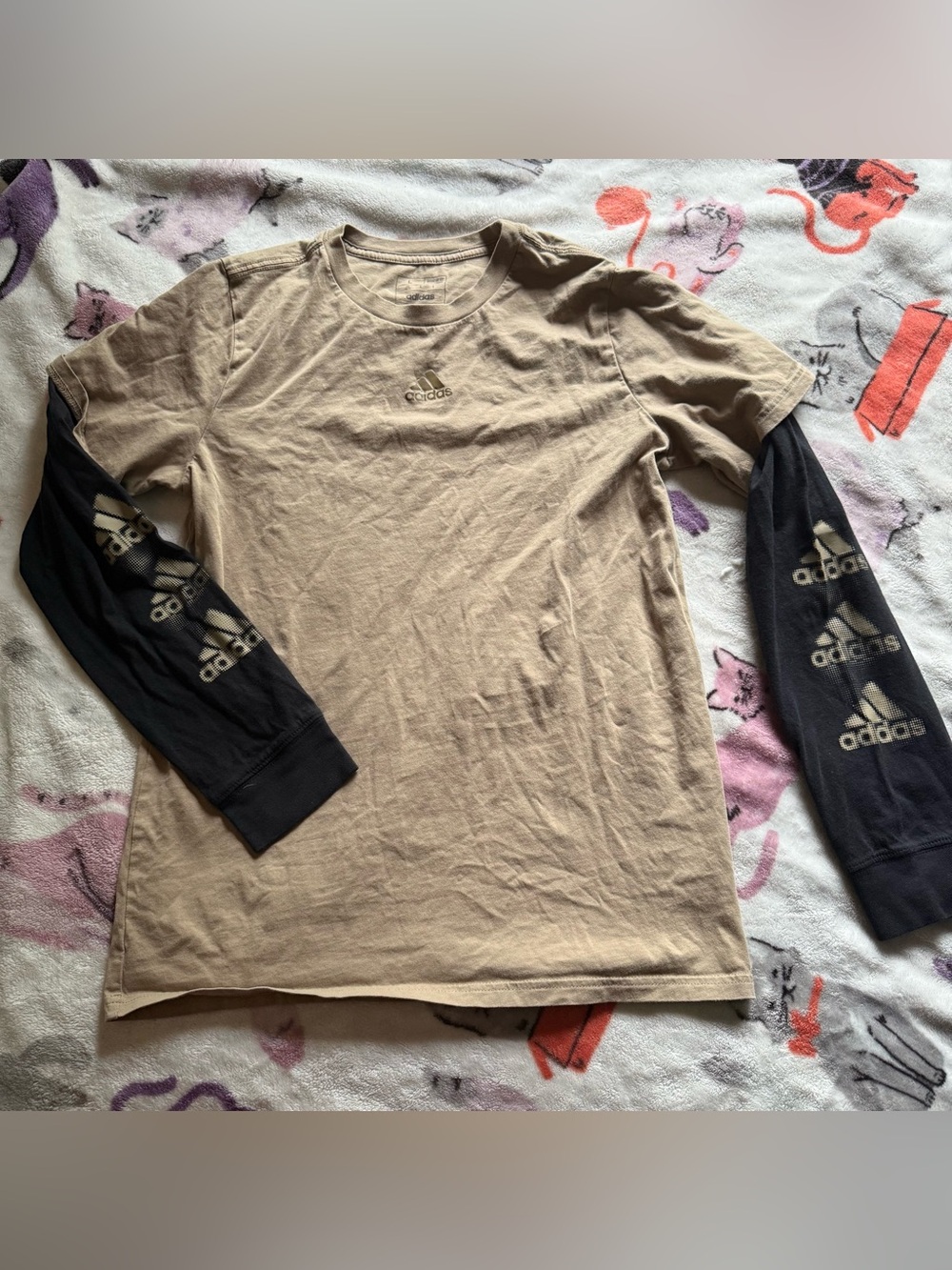 adidas Cream Crewneck Tee with Subtle Logo